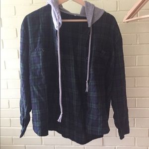Blue and Green hooded flannel